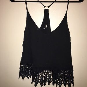 Ecot'e Black Tank with Lace at Bottom